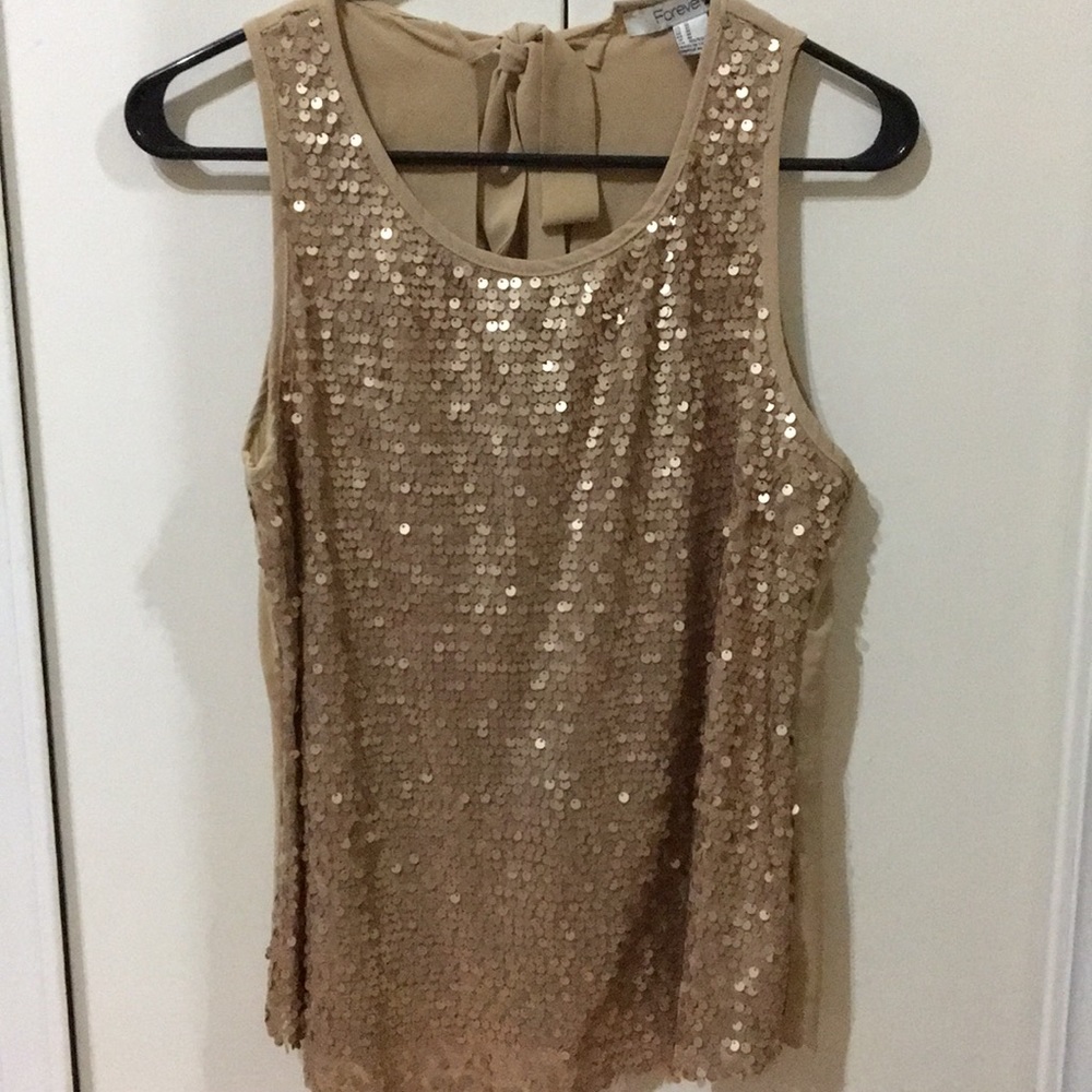 Women’s sequin golden top with open back